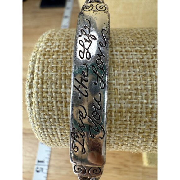 Brighton Silver-Tone Bracelet With Engraved "Live The Life You Love" Design & Sw - Picture 2 of 10